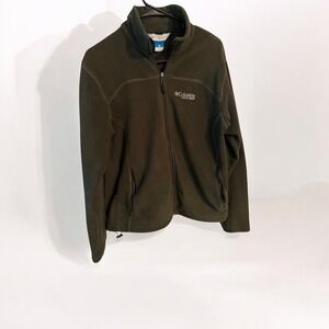 Columbia Field Gear Jacket Mens Size LG Green Fleece Lined Full Zip Outdoor